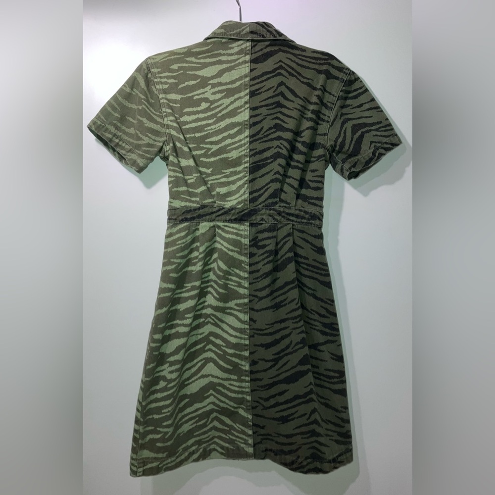 Rachel Antonoff Green Zebra Print Button-Front Dress - Picture 3 of 7